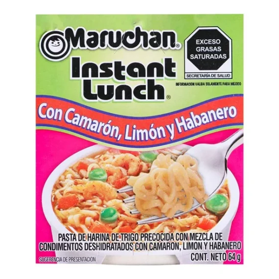 Sopa instantánea Maruchan Instant Lunch con camarón limón y habanero 64 g