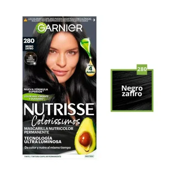 Tinte para cabello Garnier Nutrisse coloríssimos 280 negro zafiro