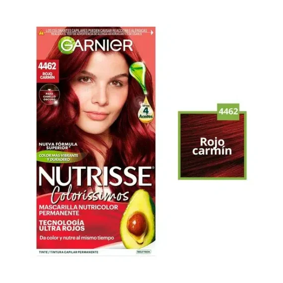 Tinte para cabello Garnier Nutrisse coloríssimos 4462 rojo carmín
