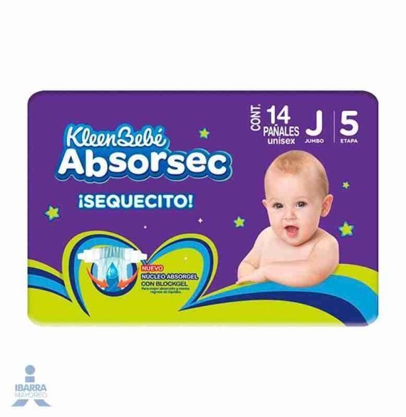 Kleen bebe absorsec jumbo con 14 piezas