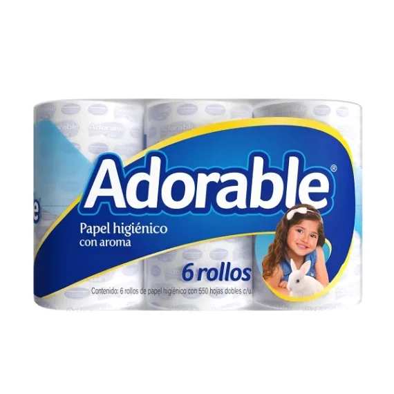 Papel Higienico Adorable 6 Rollos 550 Hojas Dobles