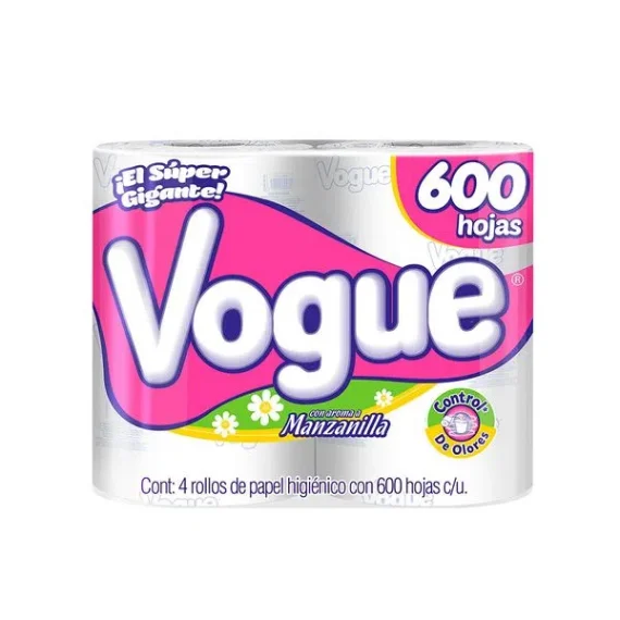 Papel Higienico Vogue 4 Rollos 600 Hojas Dobles